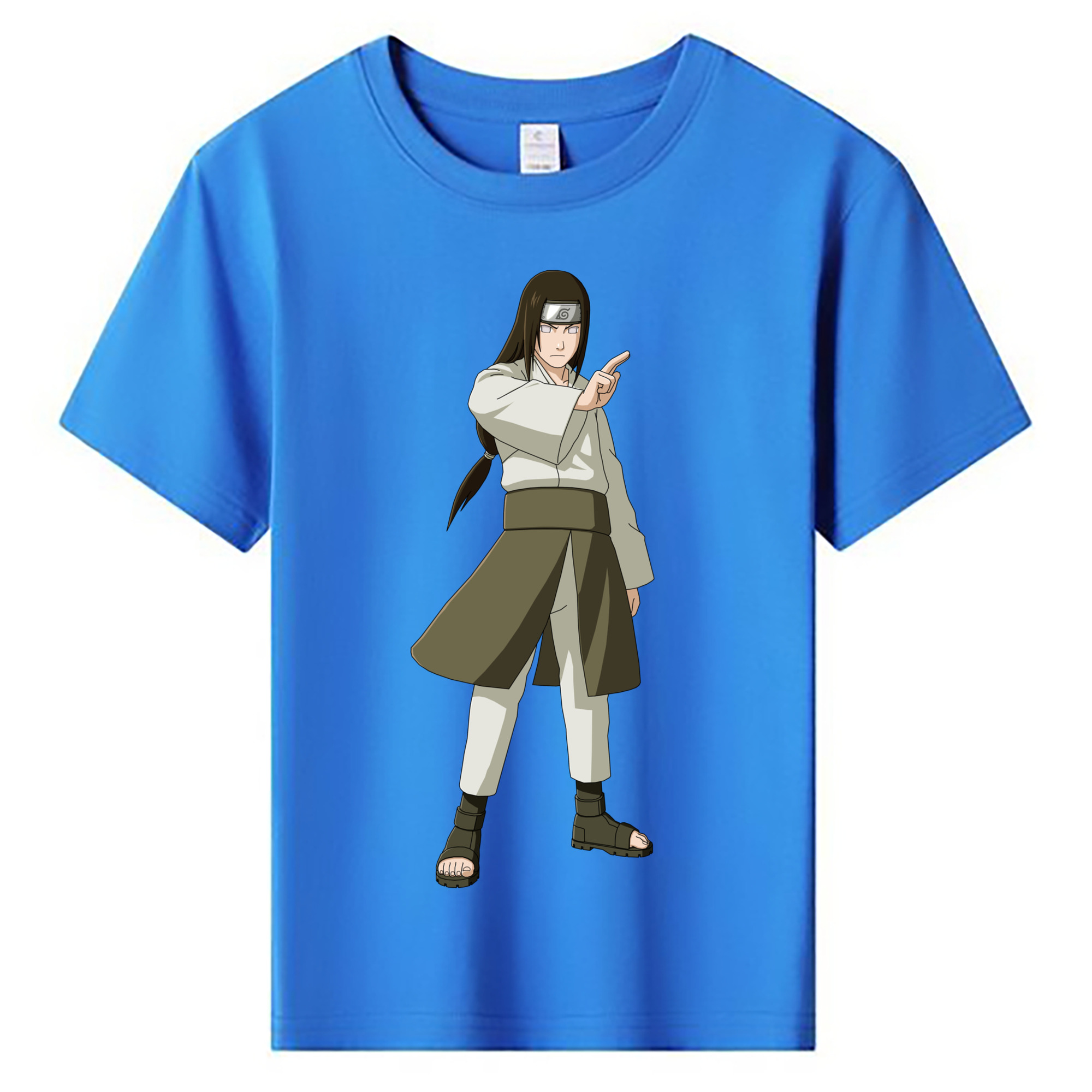 NARUTO -ナルト- 日向ネジ Hyūga Neji 綿100％キッズTシャツ（フロントプリント）